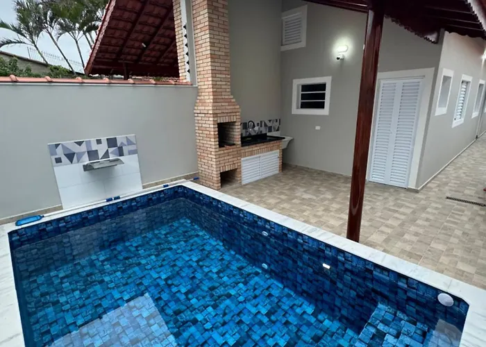 Casa Nova Na Praia Com Piscina - Mongagua
